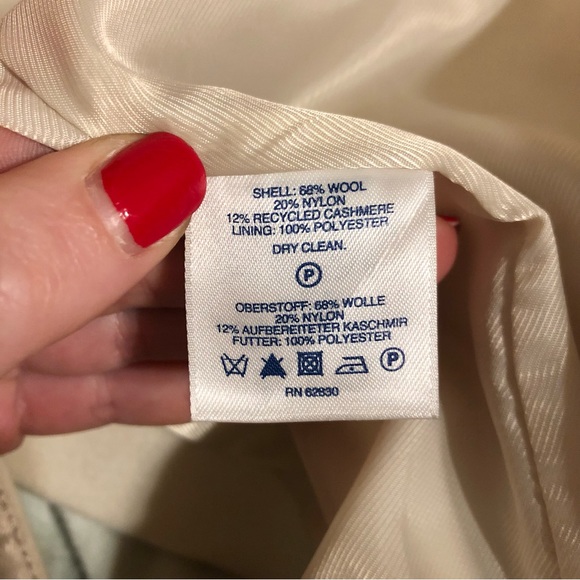 Lands’ End Wool Blend Cream Peacoat - Picture 6 of 7